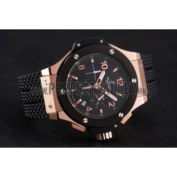 Hublot Big Bang King Black Strap Gold Dial Watch Replica