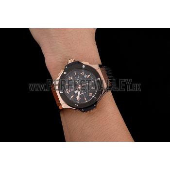 Hublot Big Bang King Black Strap Gold Dial Watch Replica