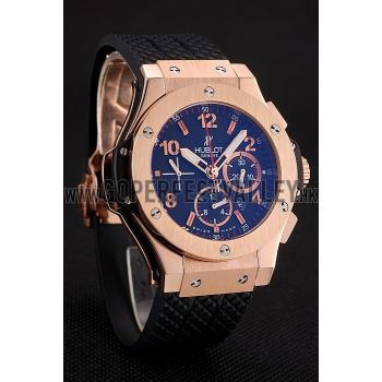 Swiss Hublot Big Bang Black Dial Rose Gold Case Black Rubber Bracelet 1453898