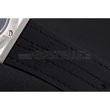 Hublot Big Bang Ferrari Black Dial Stainless Steel Case And Bezel Black Leather Strap  622768