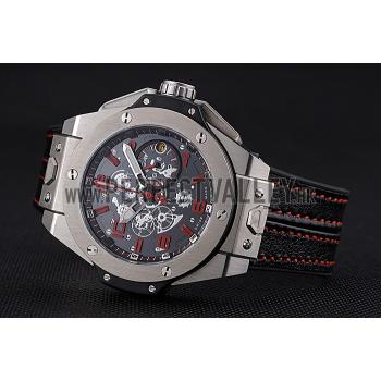 Hublot Big Bang Ferrari Black Dial Stainless Steel Case And Bezel Black Leather Strap  622768