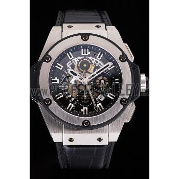 Swiss Hublot Big Bang Limited Edition Formula 1 Black Skeletonised Dial Steel Case Black Leather Strap  622883