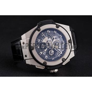 Swiss Hublot Big Bang Limited Edition Formula 1 Black Skeletonised Dial Steel Case Black Leather Strap  622883