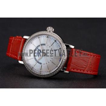 IWC Portofino Day And Night White Dial Stainless Steel Case Red Leather Strap