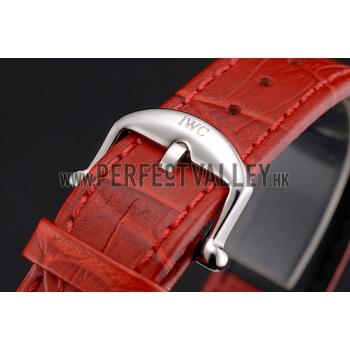 IWC Portofino Day And Night White Dial Stainless Steel Case Red Leather Strap