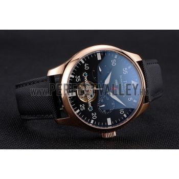 IWC Pilot Perpetual Calendar Black Dial Rose Gold Case Black Textile Strap