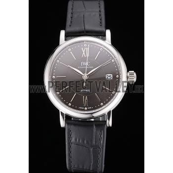 IWC Portofino Dark Gray Dial Stainless Steel Case Black Leather Strap