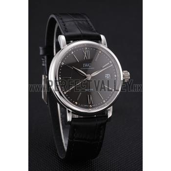 IWC Portofino Dark Gray Dial Stainless Steel Case Black Leather Strap