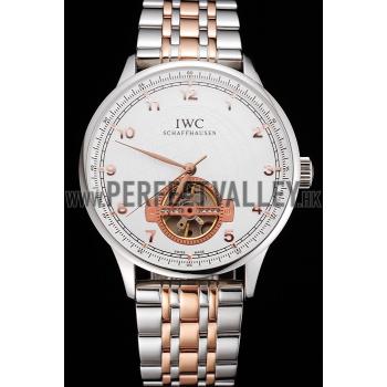 IWC Portugieser Tourbillon White Dial Stainless Steel Case Two Tone Steel Rose Gold Bracelet