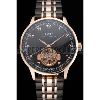 IWC Portugieser Tourbillon Black Dial Rose Gold Numerals Rose3 Gold Case Two Tone Black Rose Gold Bracelet