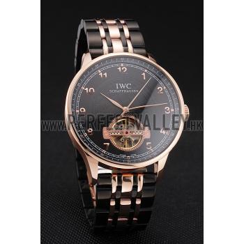 IWC Portugieser Tourbillon Black Dial Rose Gold Numerals Rose3 Gold Case Two Tone Black Rose Gold Bracelet