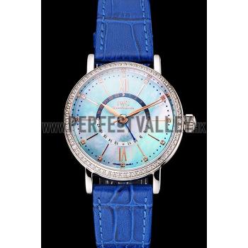 IWC Portofino Day And Night Pearl Dial Stainless Steel Case Blue Leather Strap