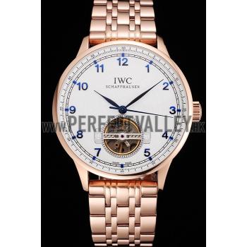 IWC Portugieser Tourbillon White Dial Blue Numerals Rose Gold Case And Bracelet