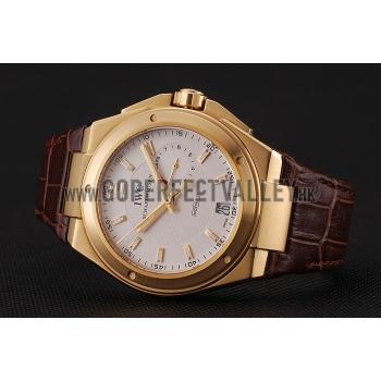 Swiss IWC Big Ingenieur 7-Day Power Reserve White Dial Gold Case Brown Leather Bracelet 1453923