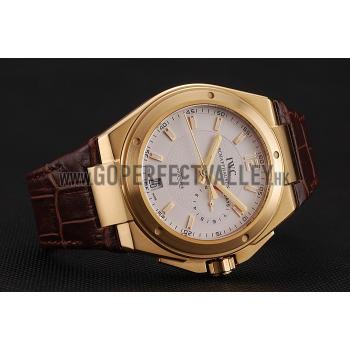 Swiss IWC Big Ingenieur 7-Day Power Reserve White Dial Gold Case Brown Leather Bracelet 1453923