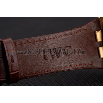 Swiss IWC Big Ingenieur 7-Day Power Reserve White Dial Gold Case Brown Leather Bracelet 1453923