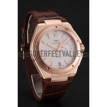 Replica Swiss IWC Big Ingenieur 7-Day Power Reserve White Dial Rose Gold Case Brown Leather Bracelet 1453922