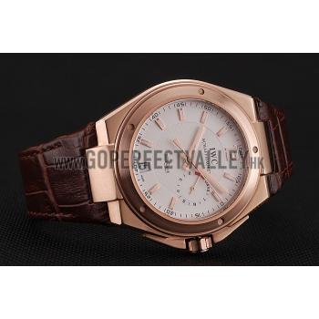 Replica Swiss IWC Big Ingenieur 7-Day Power Reserve White Dial Rose Gold Case Brown Leather Bracelet 1453922