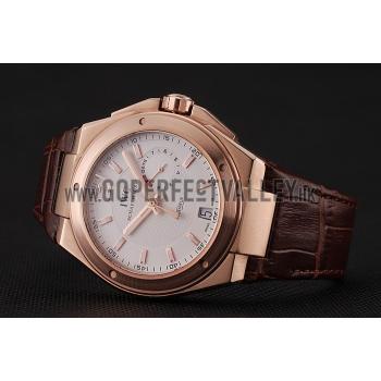 Replica Swiss IWC Big Ingenieur 7-Day Power Reserve White Dial Rose Gold Case Brown Leather Bracelet 1453922