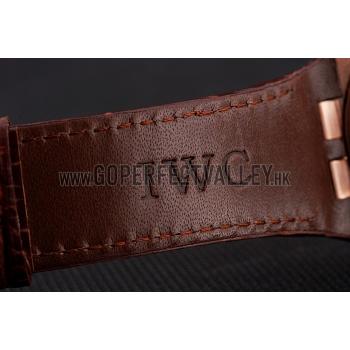 Replica Swiss IWC Big Ingenieur 7-Day Power Reserve White Dial Rose Gold Case Brown Leather Bracelet 1453922