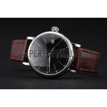 IWC Portofino Black Dial Stainless Steel Case Brown Leather Strap