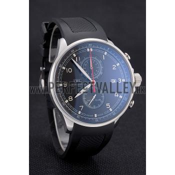 Replica IWC Portugieser Yacht Club Black Dial Stainless Steel Case Black Rubber Strap