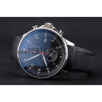 Replica IWC Portugieser Yacht Club Black Dial Stainless Steel Case Black Rubber Strap