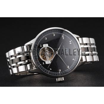 Replica IWC Portugieser Tourbillon Black Dial Stainless Steel Case Two Tone Black Steel Bracelet