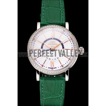 IWC Portofino Day And Night White Dial Stainless Steel Case Green Leather Strap Replica