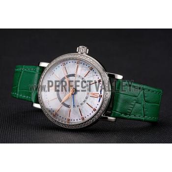 IWC Portofino Day And Night White Dial Stainless Steel Case Green Leather Strap Replica