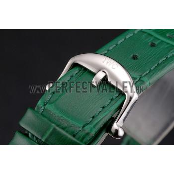 IWC Portofino Day And Night White Dial Stainless Steel Case Green Leather Strap Replica