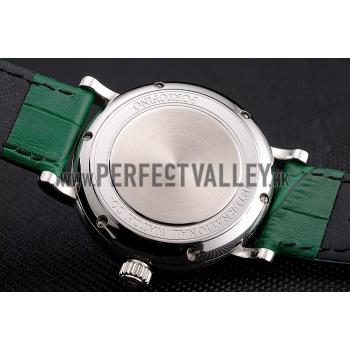 IWC Portofino Day And Night White Dial Stainless Steel Case Green Leather Strap Replica