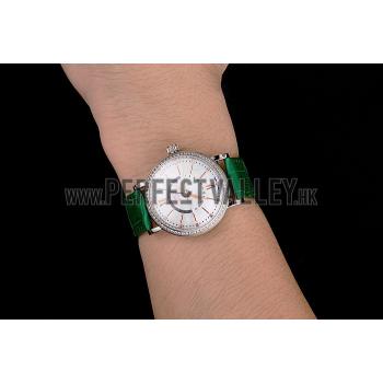 IWC Portofino Day And Night White Dial Stainless Steel Case Green Leather Strap Replica