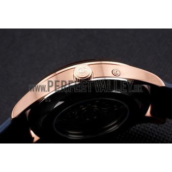 Replica Swiss IWC Portugieser Power Reserve Blue Dial Rose Gold Case Blue Leather Strap