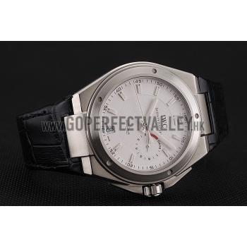 Swiss IWC Big Ingenieur 7-Day Power Reserve White Dial Silver Case Black Leather Bracelet 1453924