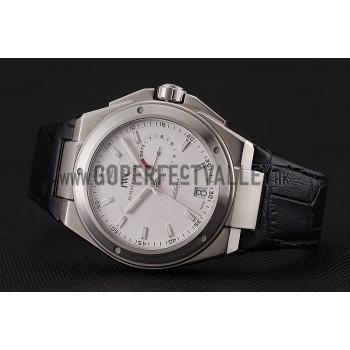 Swiss IWC Big Ingenieur 7-Day Power Reserve White Dial Silver Case Black Leather Bracelet 1453924