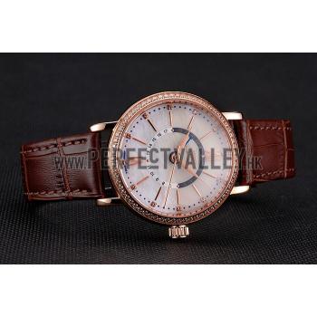 IWC Portofino Day And Night Silver Dial Rose Gold Case Brown Leather Strap