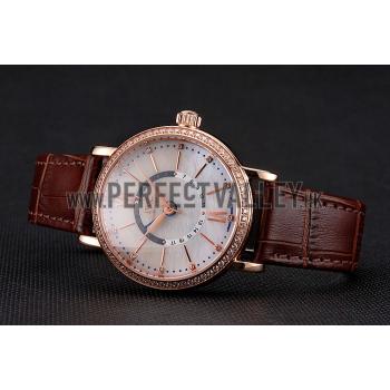 IWC Portofino Day And Night Silver Dial Rose Gold Case Brown Leather Strap