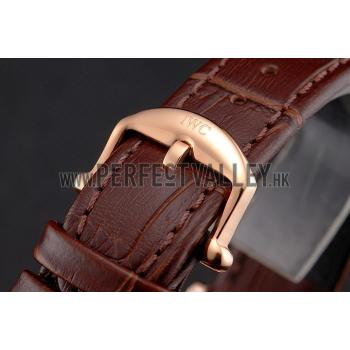 IWC Portofino Day And Night Silver Dial Rose Gold Case Brown Leather Strap