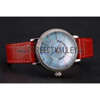 IWC Portofino Day And Night Pearl Dial Stainless Steel Case Red Leather Strap