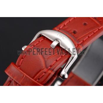 IWC Portofino Day And Night Pearl Dial Stainless Steel Case Red Leather Strap