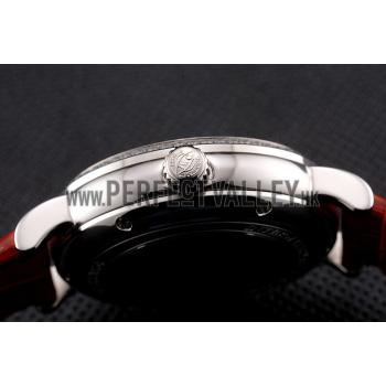 IWC Portofino Day And Night Pearl Dial Stainless Steel Case Red Leather Strap