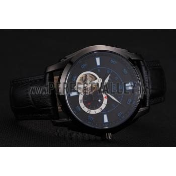 Swiss IWC Pilot's Watch Black Dial With Blue Marking Black Plated Stainless Steel Case Black Leather Strap 1453738