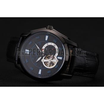 Swiss IWC Pilot's Watch Black Dial With Blue Marking Black Plated Stainless Steel Case Black Leather Strap 1453738