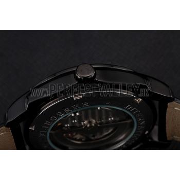 Swiss IWC Pilot's Watch Black Dial With Blue Marking Black Plated Stainless Steel Case Black Leather Strap 1453738