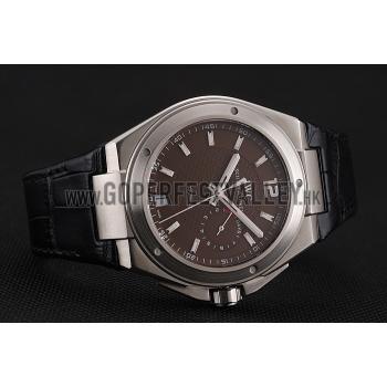 Replica Swiss IWC Big Ingenieur 7-Day Power Reserve Brown Dial Silver Case Black Leather Bracelet 1453926