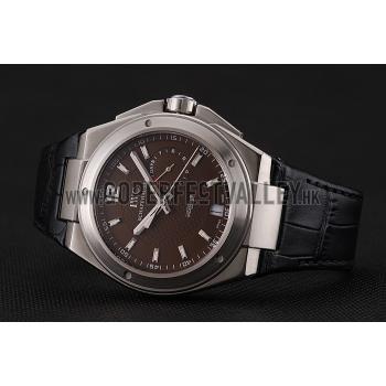 Replica Swiss IWC Big Ingenieur 7-Day Power Reserve Brown Dial Silver Case Black Leather Bracelet 1453926