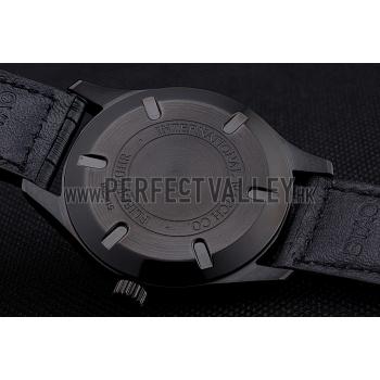 Replica IWC Mark XVll Black Dial Black Stainless Steel Case Black Leather Strap