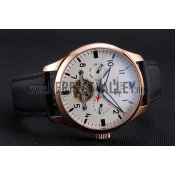 IWC Pilot Tourbillon White Dial Rose Gold Case Black Textile Strap