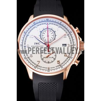 Cheap IWC Portugieser Yacht Club White Dial Rose Gold Case Black Rubber Strap